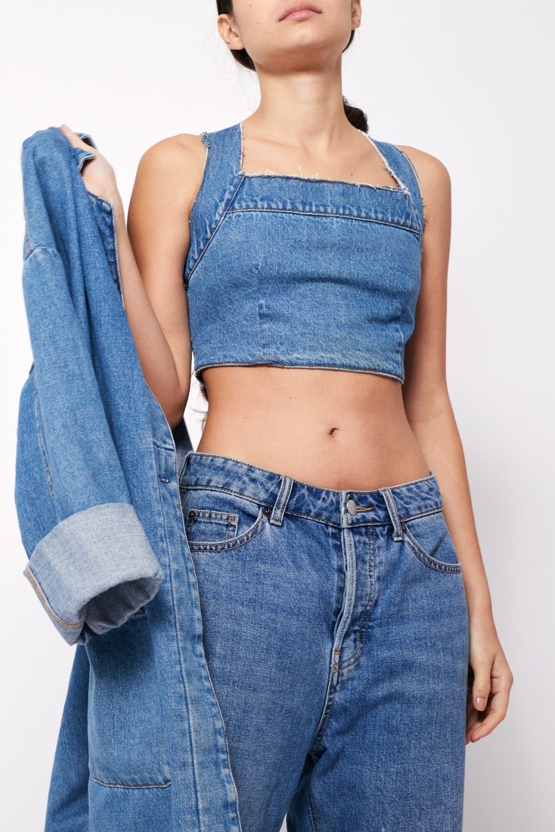 Zip Up Padded Denim Jacket