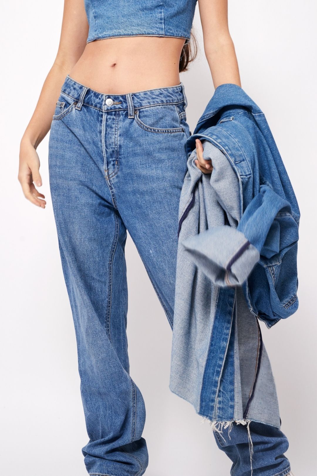 Zip Up Padded Denim Jacket