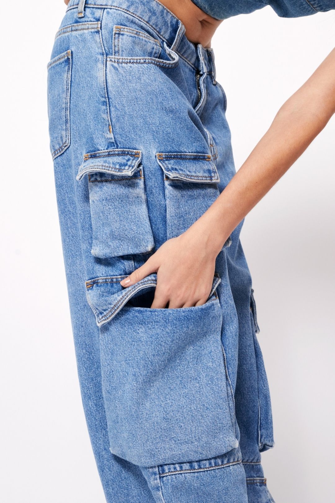 Zip Up Padded Denim Jacket